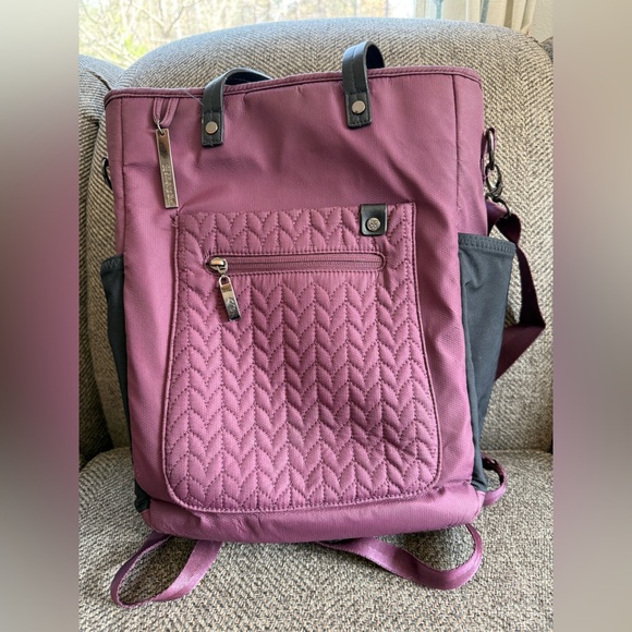 Handbags - Sherpa I Soleil CovertQuilted Mauve Women's Tote Backpack - Stylish Everyday Bag